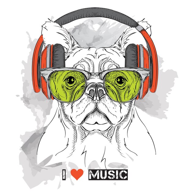 Vector música con auriculares para animales