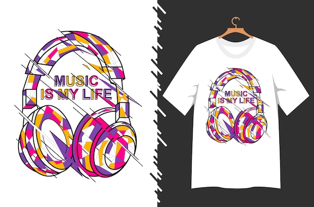 Vector la música es mi ilustración de vida para el diseño de camisetas