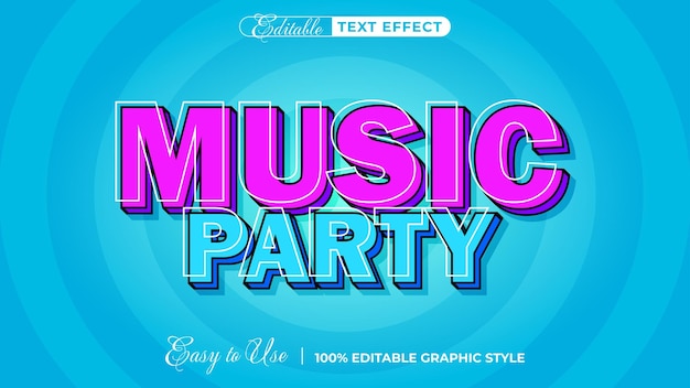 música de fiesta Editable Efecto de texto Estilo de fuente
