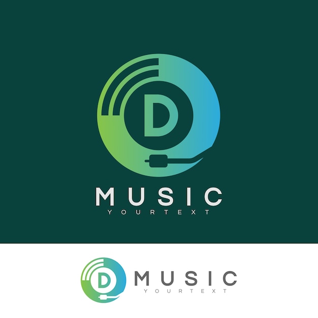 Música inicial letra d diseño de logotipo