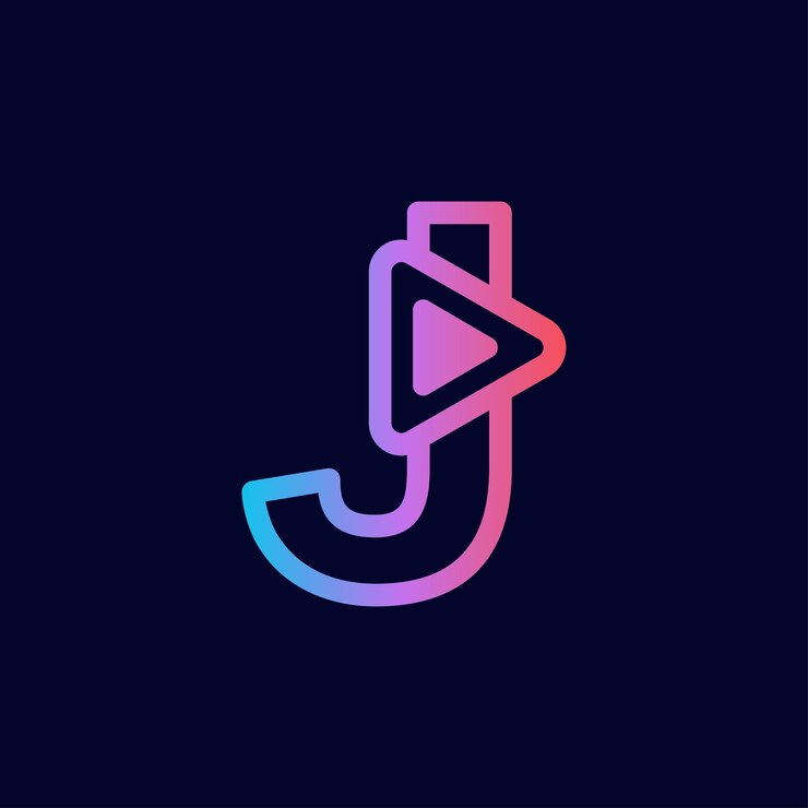 Vector música logo diseño jugar marca letra j