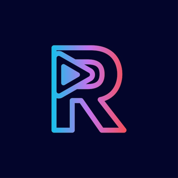 Música logo diseño jugar marca letra R