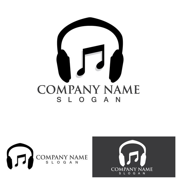 Música logo icono vector diseño ilustración plantilla