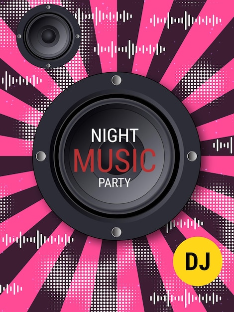 Música nocturna fiesta baile club festival de música estilo retro plantilla vectorial de volante
