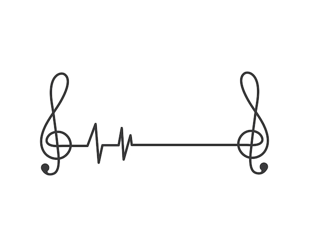 Música nota pulso lineequaizer y efecto de sonido ilustración logo vector icono