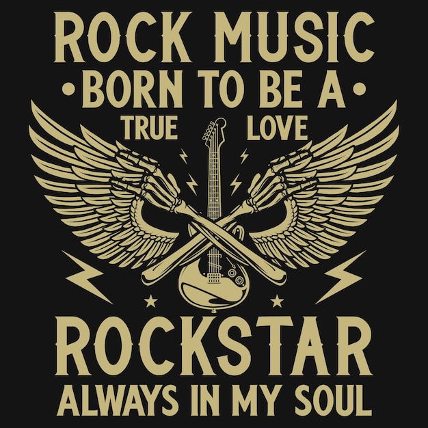 Música rock nacida para ser un amor verdadero diseño de camiseta rockstar