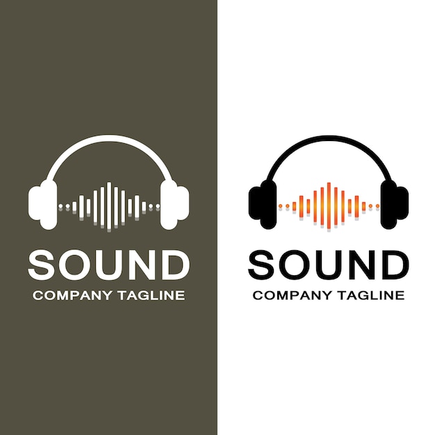 Música sonido onda logo icono vector altavoz y auriculares