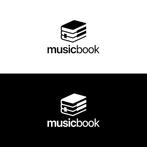 Música de teclas de piano con inspiración para el diseño de logotipos de educación de libros