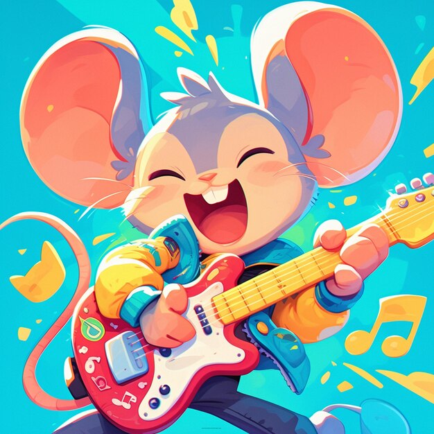 Vector un músico ratón ágil estilo dibujos animados