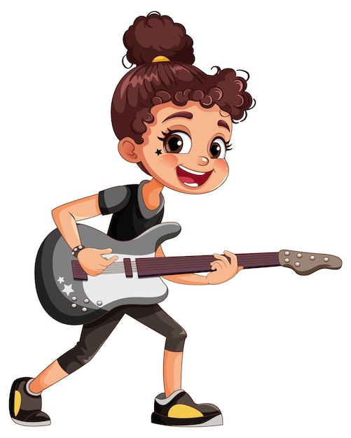 Músico de rock femenino tocando el bajo