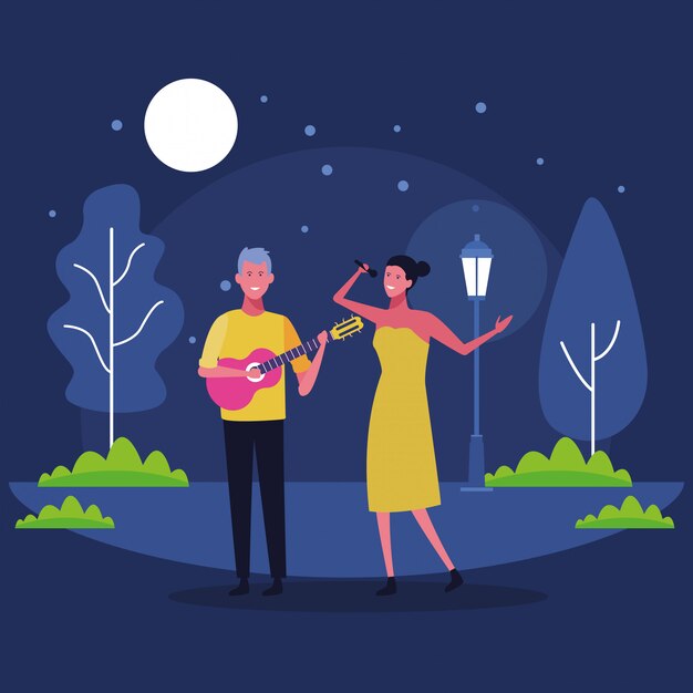 Músico tocando guitarra de dibujos animados