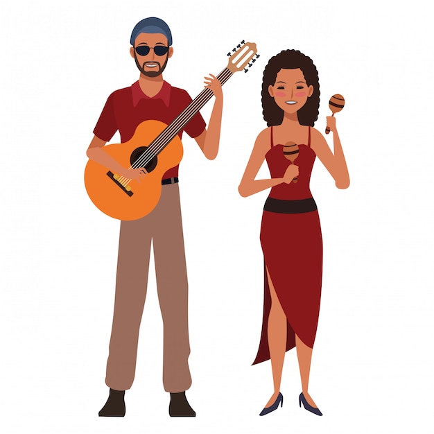 Músico tocando guitarra y maracas