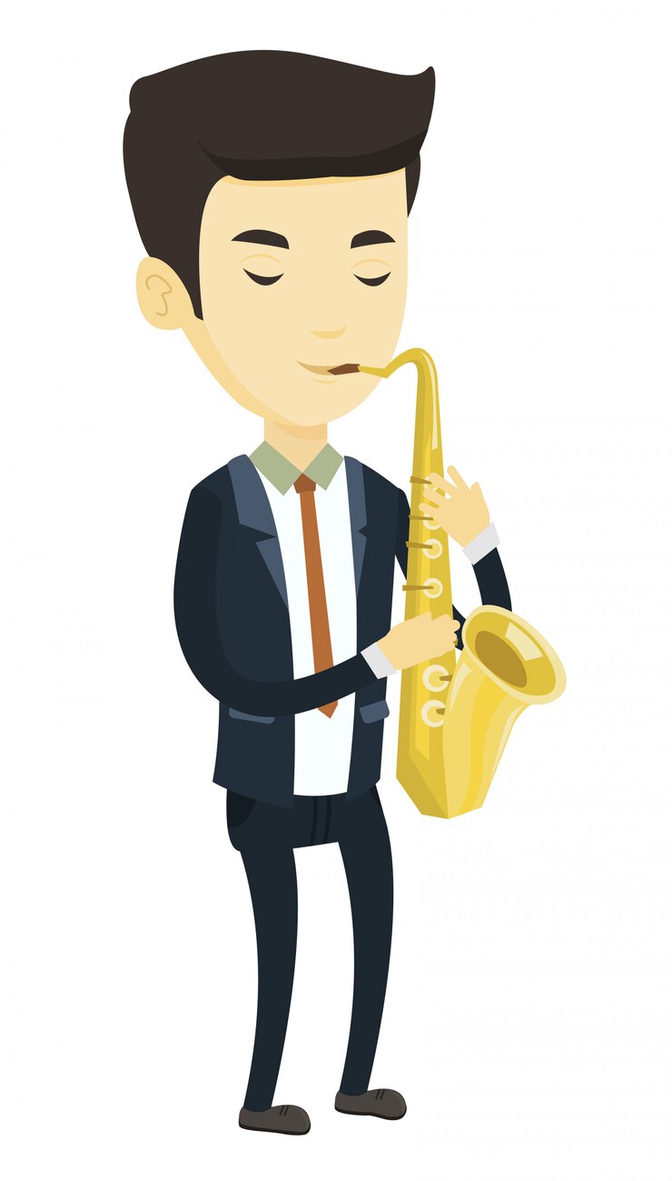 Vector músico tocando el saxofón.