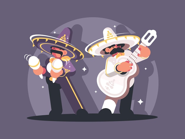 músicos mexicanos en sombrero