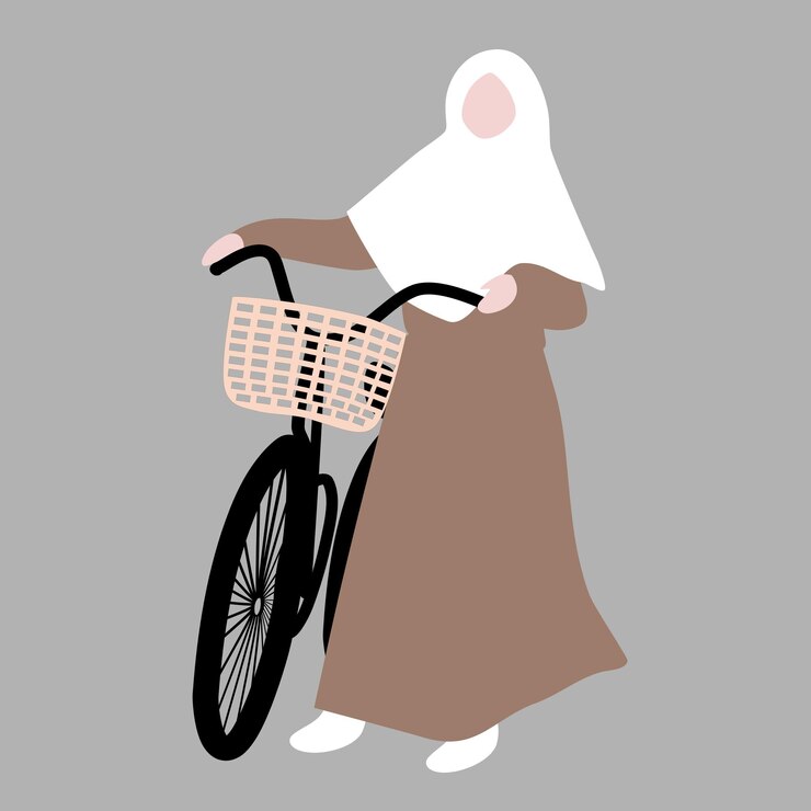 Muslimah con bicicleta