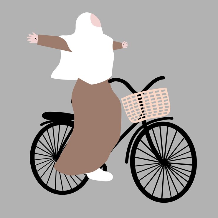 Muslimah con bicicleta