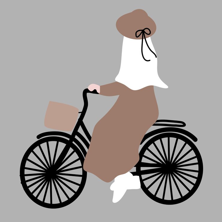 Muslimah con bicicleta