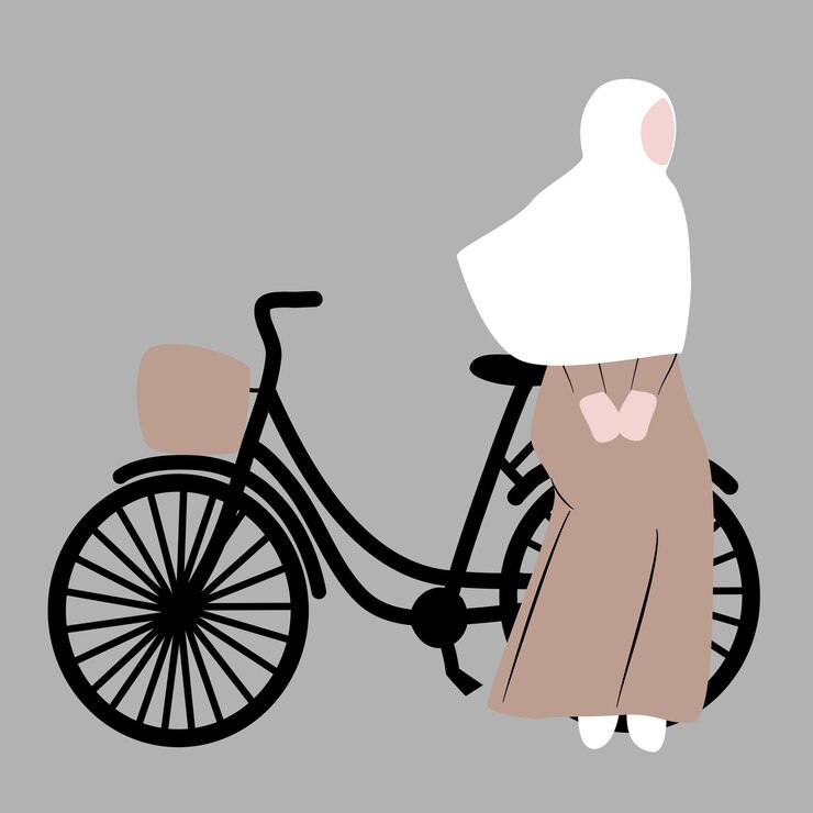 Muslimah con bicicleta