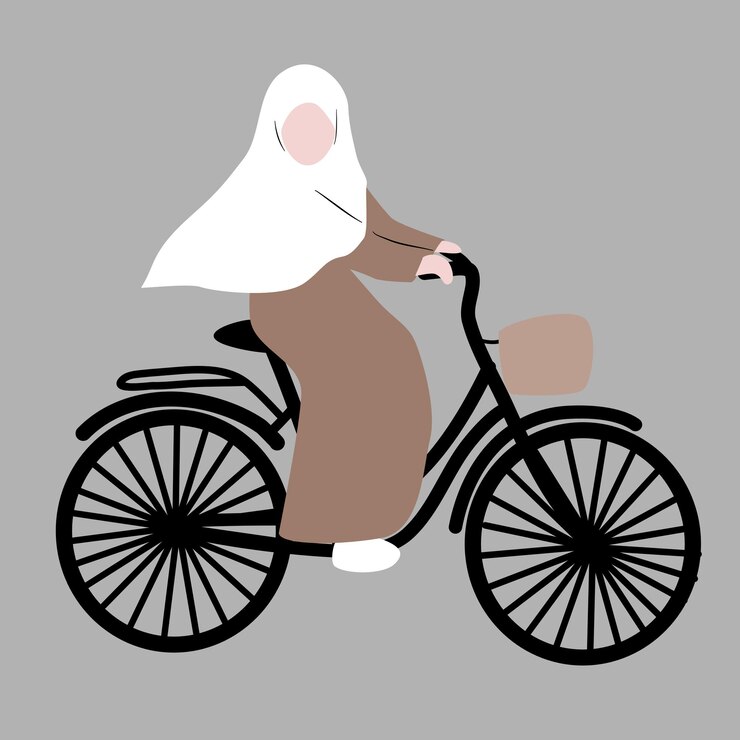 Muslimah con bicicleta
