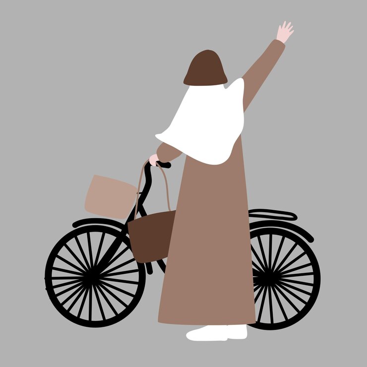 Muslimah con bicicleta