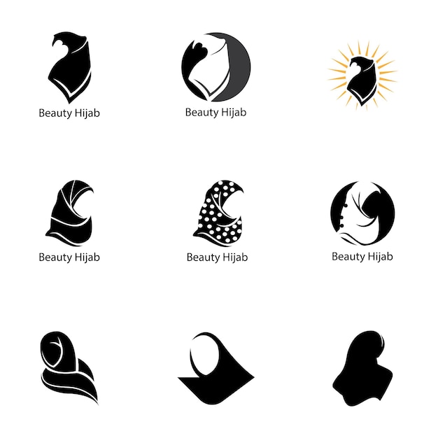 Muslimah hijab logo plantilla vector ilustración diseño