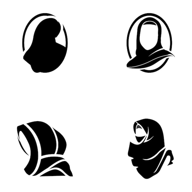 Muslimah hijab logo plantilla vector ilustración diseño