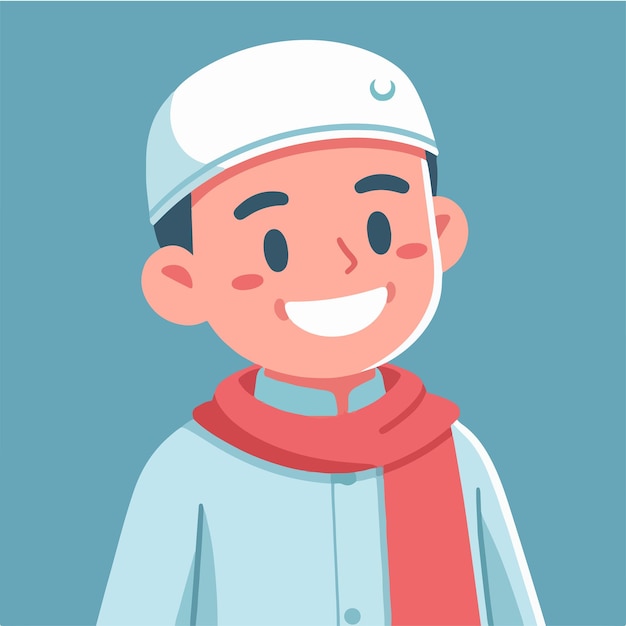 Un musulmán es alegre con un estilo de diseño plano simple