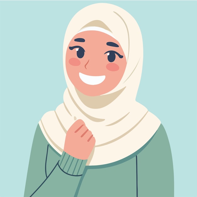 Un musulmán es alegre con un estilo de diseño plano simple