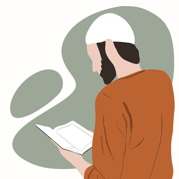 El musulmán está leyendo el Corán
