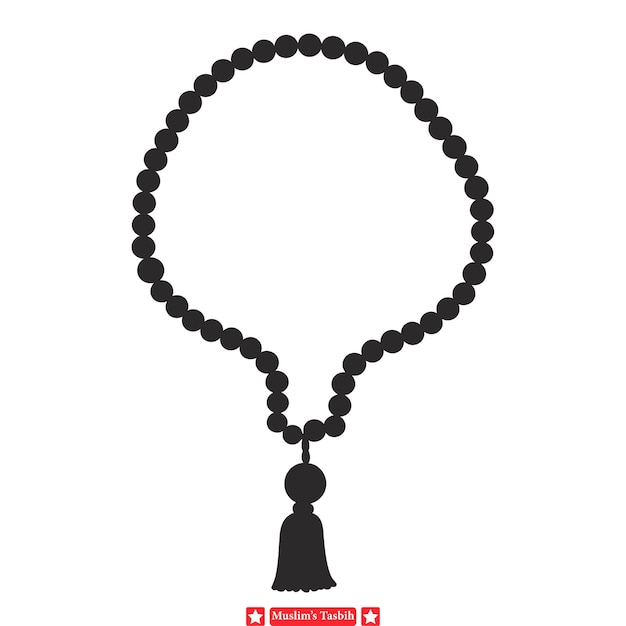 Los musulmanes elegantes Tasbih Vector silueta