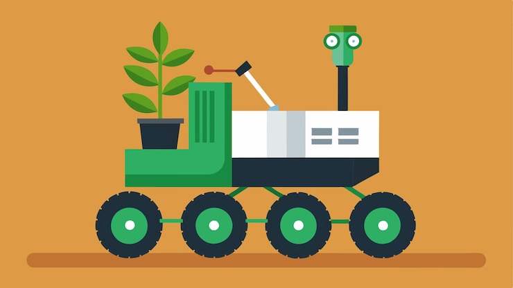 Vector muy adaptable, esta plantación robótica puede ser controlada remotamente y es perfecta para su uso en pendientes o