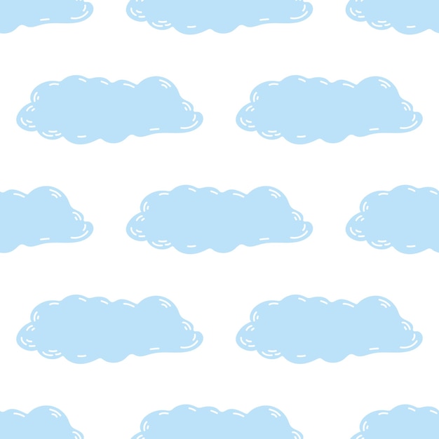 Muy bonito patrón de nube dibujado a mano sin costuras Ilustración vectorial plana aislada