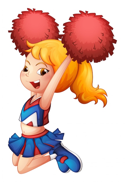 Un muy lindo cheerdancer con sus pompones rojos.