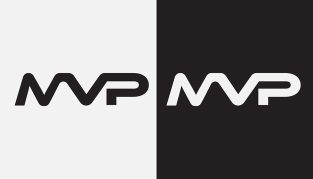 MVP letra monograma diseño del logotipo alfabeto estilo de superposición de fuentes