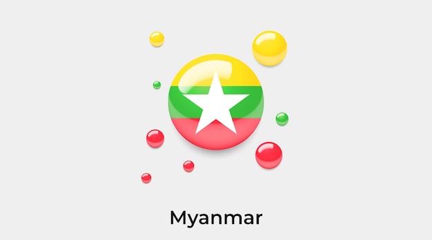 Myanmar bandera brillante burbujas icono vector ilustración