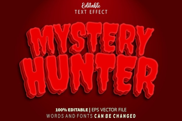 Mystery Hunter Efecto de texto editable Relieve Estilo de dibujos animados