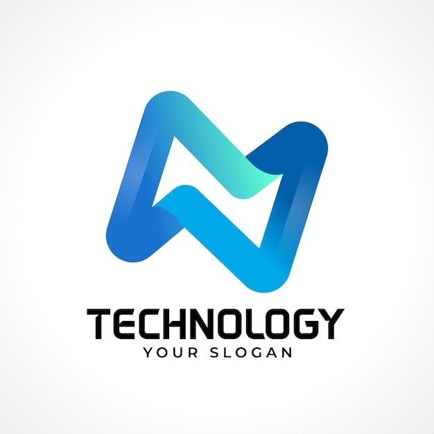 N abstract gradient tech logo