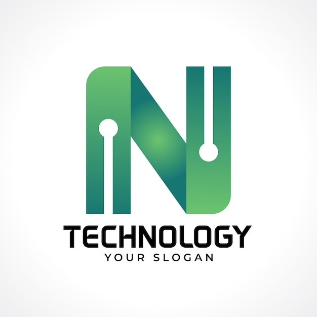 N abstract gradient tech logo