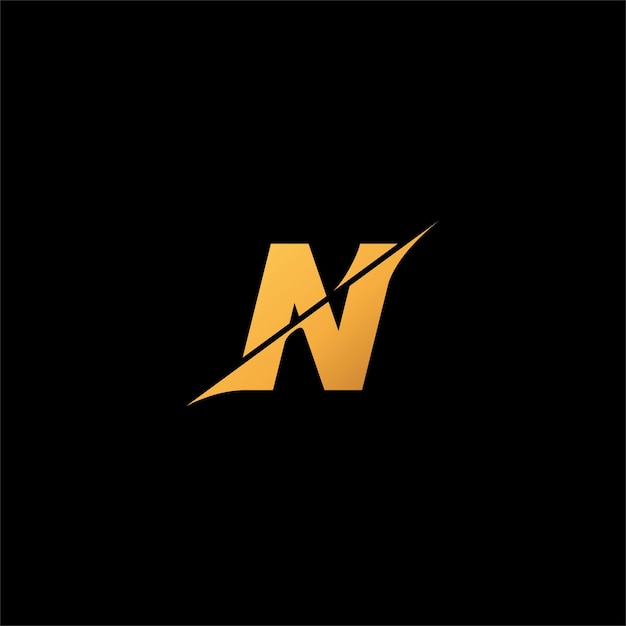 N diseño de logotipo inicial elegante color de lujo