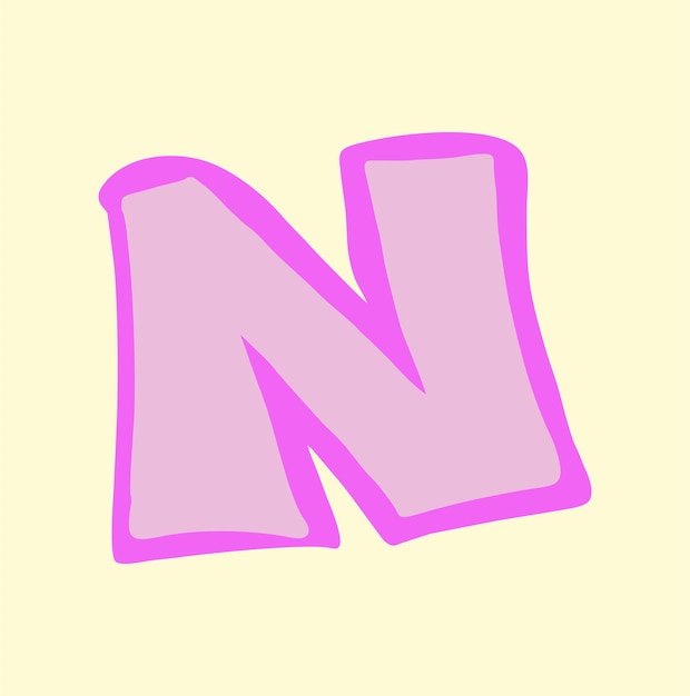 N Diseño de logotipo o vector de dibujos animados alfabeto n