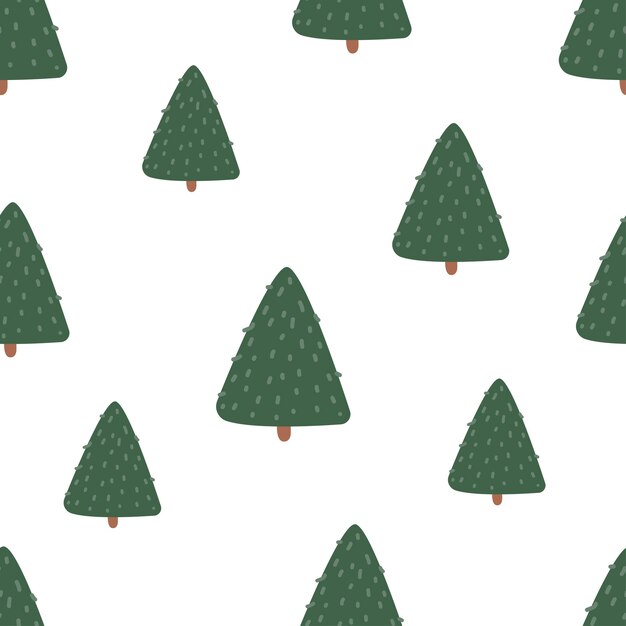 Ñ hristmas abeto de patrones sin fisuras. diseño de papel de regalo de abetos ahogados a mano de año nuevo, decoración de vacaciones de invierno, fondo de bosque