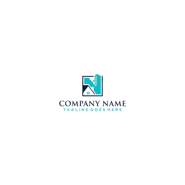 N inicial y diseño de letrero de logotipo de bienes raíces para el hogar