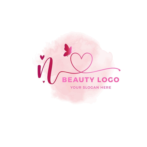 N iniciales de lujo logo belleza logo oro rosa logo nail logo diseño de interiores logo