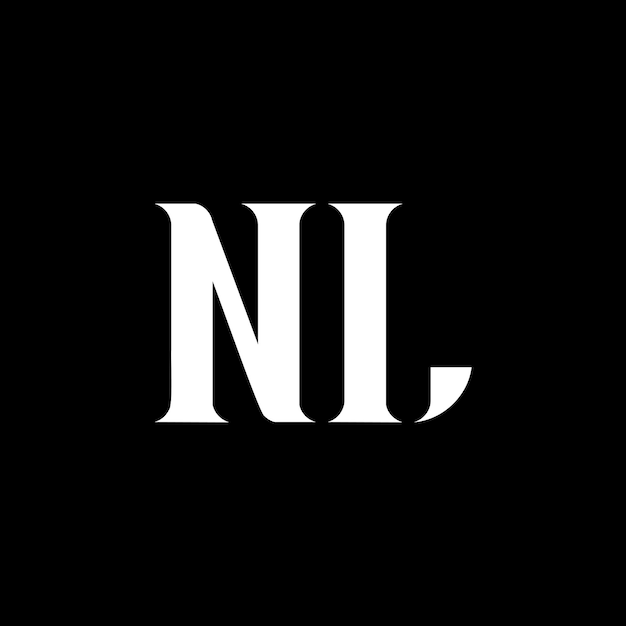 N L diseño de la letra del logotipo Letra inicial en mayúsculas Monograma logotipo de color blanco Logotipo N L diseño NL NL NL