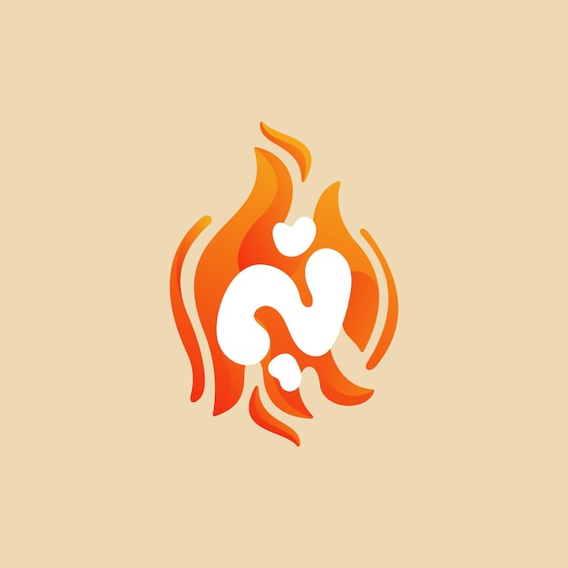 N letra fuego logotipo quemar rojo naranja N logotipo elementos de plantilla de diseño vectorial para su aplicación