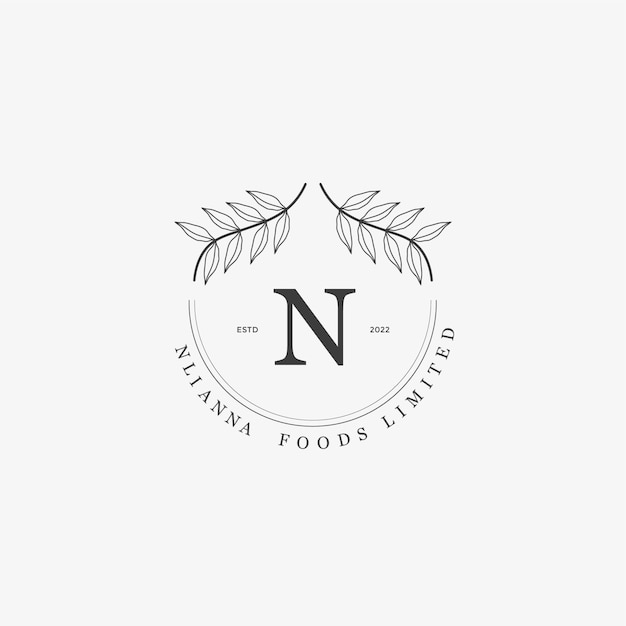 N Letter Logo con concepto floral creativo para empresa negocio belleza bienes raíces Vector Premium