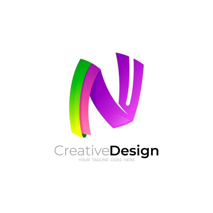 Vector n logo con diseño colorido 3d icono moderno vector estilo colorido