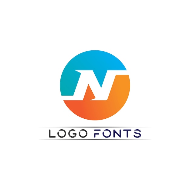 N logo font empresa logotipo empresa y letra inicial n vector de diseño y letra para logotipo