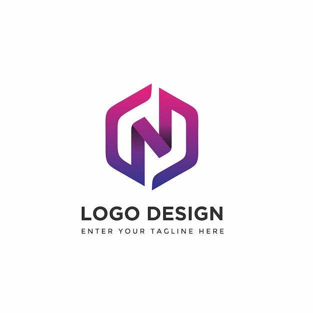 N moderno con hexágono Logo Design Templates