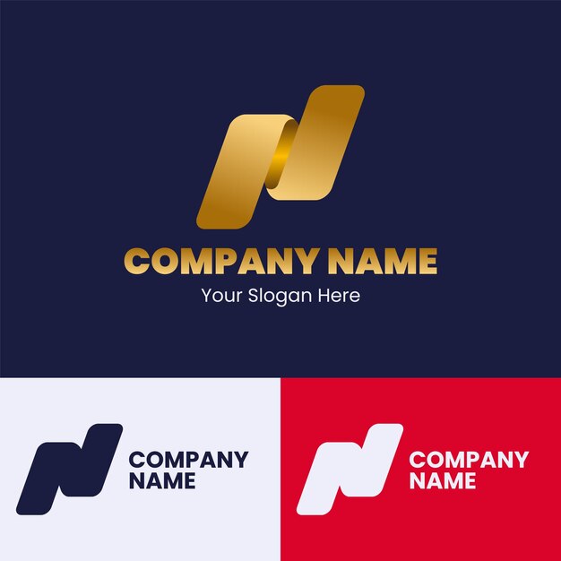 N Monograma de lujo de letra de oro Concepto del logotipo Diseño del logotipo